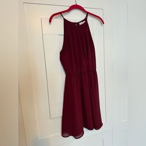 Lush Maroon High Neck Dress